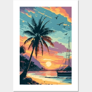 Sunset at the beach Posters and Art